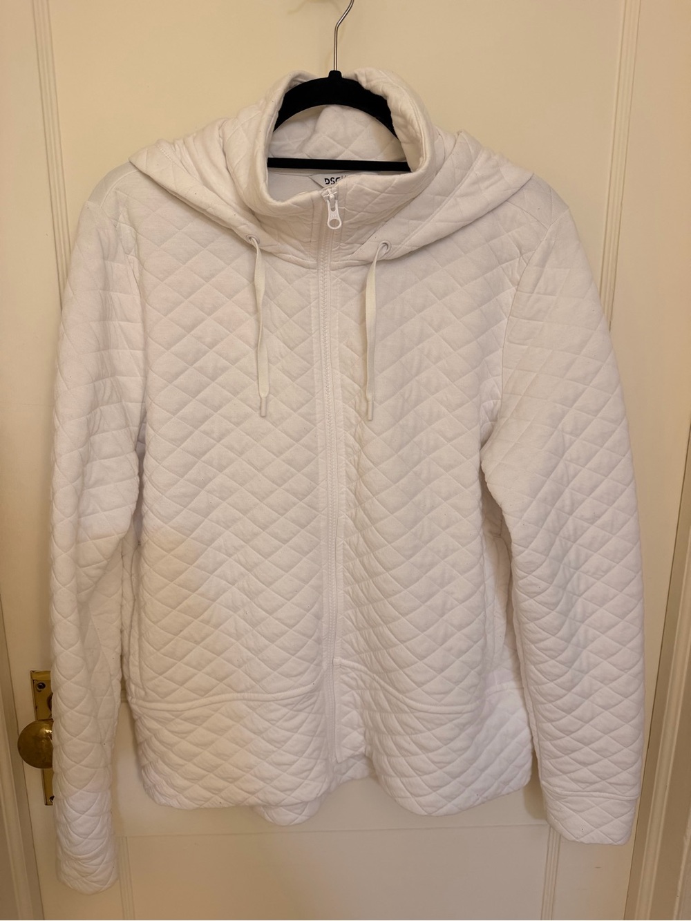 Women's Quilted Hooded Zip Jacket - White